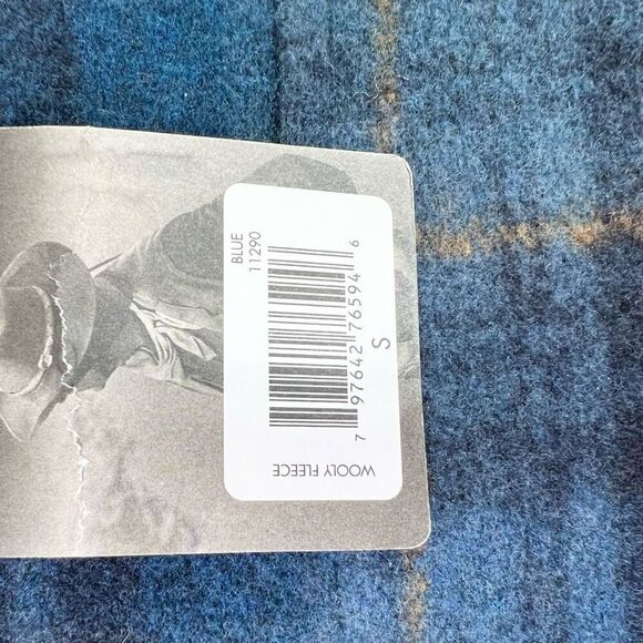 John Wayne Wooly  Fleece Sweater Mens Small Blue Quarter Snap Button Plaid New - Picture 7 of 11